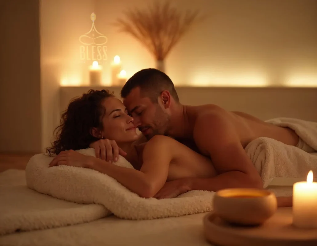 Pareja recibiendo masaje tántrico en Bless Spa